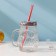 Glass jar with a lid and tube "owl", 470 ml, 10 × 11.5 × 12.5 cm, color mix