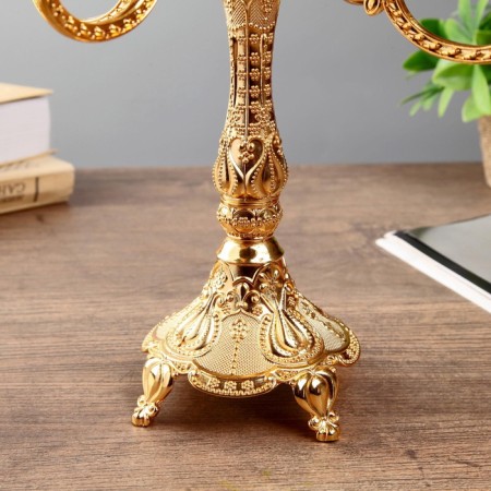 Summary Metal for 5 candles "Pattern" color gold 28x26x26 cm-4