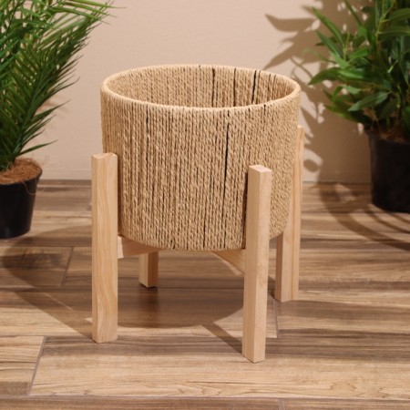 A set of wicker pots, 3 pcs, 29x29x22 cm, col. Dark beige-1