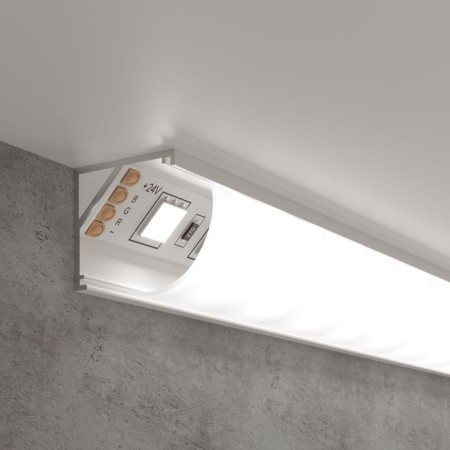 Corner aluminum profile for Elektrostandard LED tape, 2000x16x16 mm, white color