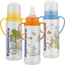 A bottle for feeding Kolobok with handles, 250 ml, from 6 months.