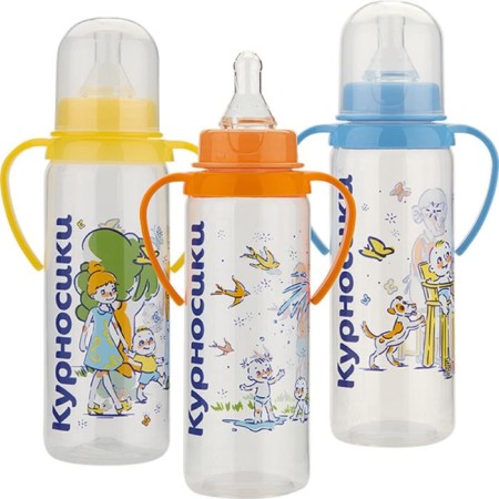 A bottle for feeding Kolobok with handles, 250 ml, from 6 months.