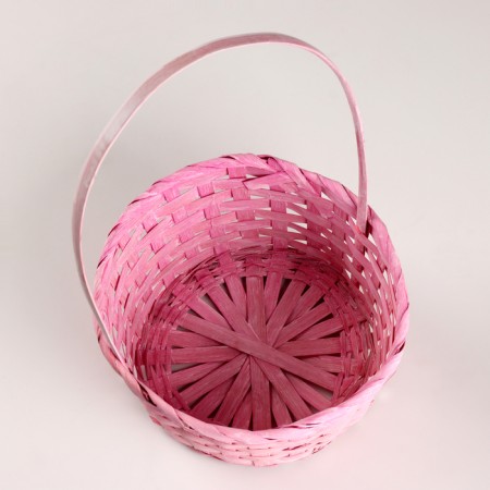 A set of baskets of 3 pcs, d21x10xh36cm, pink, bamboo-5