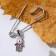 Hams-shaped pins with an eye, 3.5 cm, pink color in silver