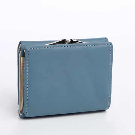 Women's wallet on the button, blue color-1