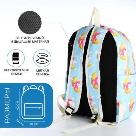 Set of a youth backpack from textiles, a shoper bag, blue color-1