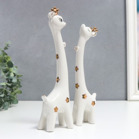 Souvenir Ceramics "White Giraffes with bows and colors" Set 2 pcs 22x4x6 25x5x7 cm-4
