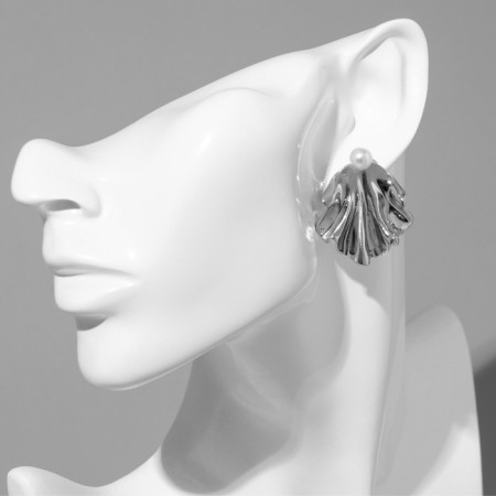 Earrings with pearls "pearls" shell, nemo, silver color-3