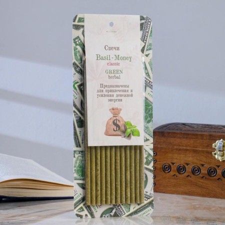 Magic honey candle with basil to attract money Basil-Money, 12 pieces