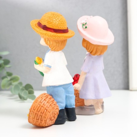 Polystone souvenir "Baby/Baby with a crop in the basket" Set 2 pcs 14x6.8x6 cm-3