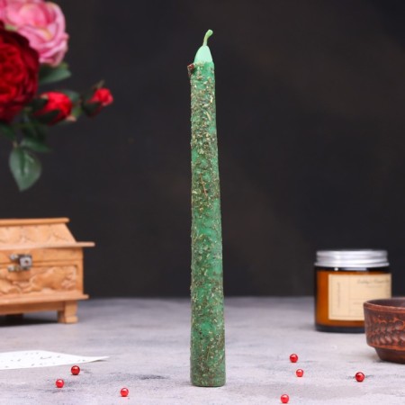 Magic candle "Cash" with grass, green, 20cm-1