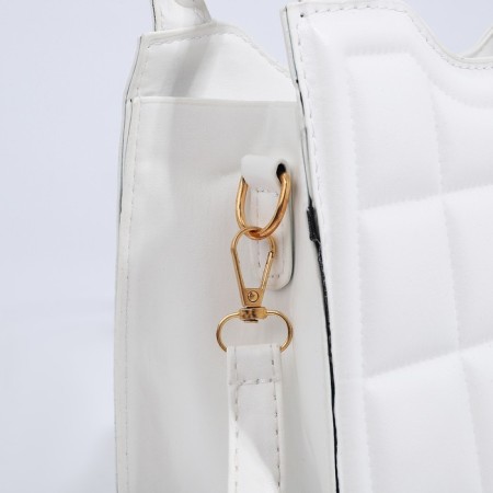 Bag Female Tout with zipper, white color-4