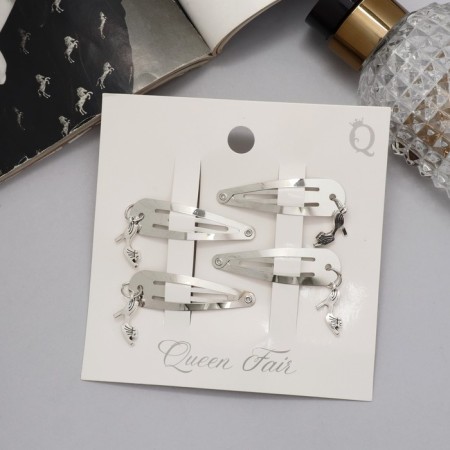 Invisibility for hair "Ophelia" (set 4 pcs) shoe, 4.5 cm, silver