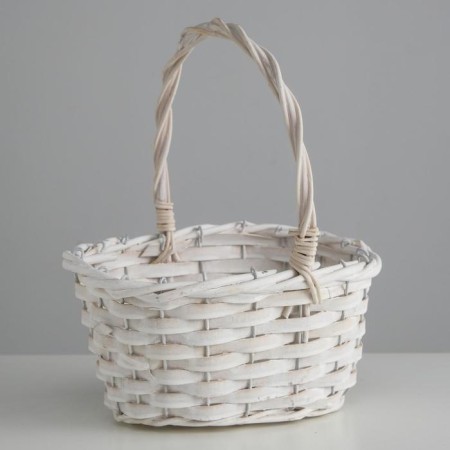 Wicker basket, willow, 22x16x11.5/25 cm, white