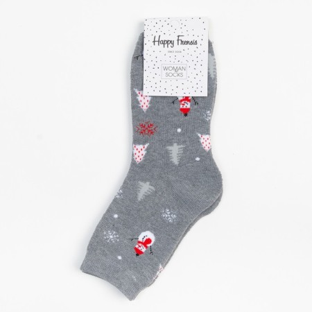 Terry socks female, gray/snowman color, size 23-25-4