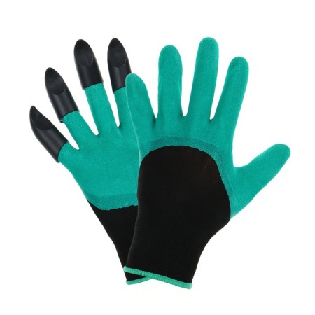 Garden gloves, nylon "shrews", with latex impregnation, with claws, size 10, green, Greengo-1