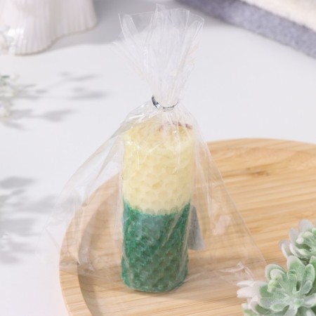 Candle from wax, honey-green, 8 cm-3