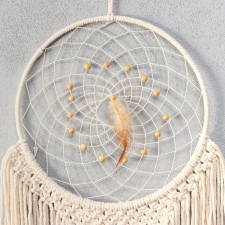Panel wall -mounted macrame "Web with a triangle" 85x25 cm-1