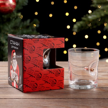 A glass "impenetrable. New Year", for whiskey, with a bullet, 250 ml