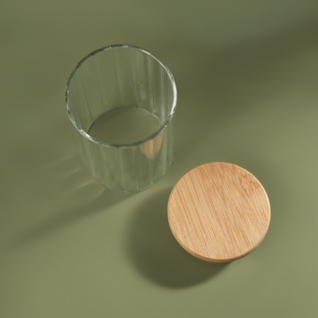 Organizer for storing cotton wools "Bamboo", with a lid, d6.5 × 10 cm, in a cardboard box, the color is transparent/brown-5