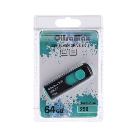 OLTRAMAX 250, 64 GB, USB2.0 flash drive, th Up 15 MB/s, PLO up to 8 MB/s, turquoise