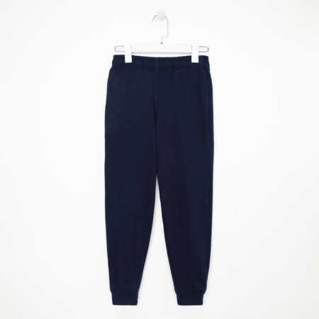 Pants for the boy are laid down, the color is dark blue, height 140 cm