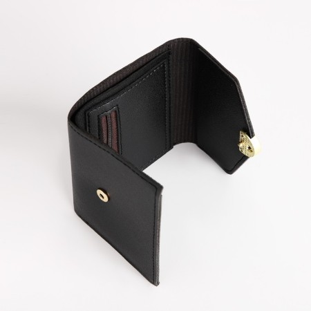 Women's wallet on the button, black color-3