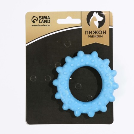 Toy floating for dogs "Ring with spikes" Pizhon Premium, foamed TPR, 8 cm, blue-2
