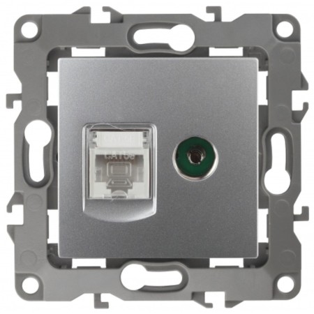 Combined RJ45+TV, IP20, ERA12, aluminum