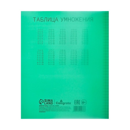 Notebook of 12 sheets in Calligrata "Green", plastic cover, with a multiplication table, OFSET block-5