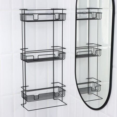 Rectangular shelf 3-long, 12.5 × 66 × 29.5 cm, black color-6