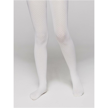 Children's tights with openwork pattern Conte Elegant Emily, height 146-152 cm, Bianco color