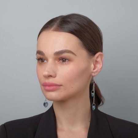 Glass earrings "Bright day" heart, color mix-1