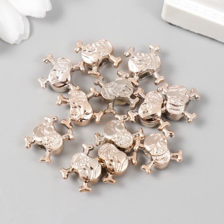 Beads for creativity plastic "Skull" silver set 12 pcs 1.4x1.4 cm-2