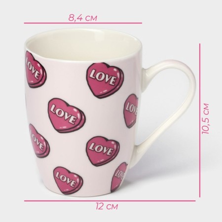 Porcelain share mug "Flight of hearts", 350 ml, pink color-3