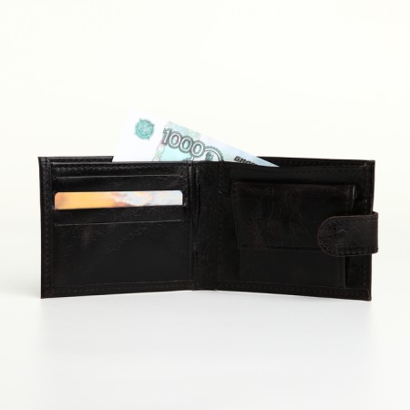 Male purse on the button, Textura, for cards, for coins, black color-6