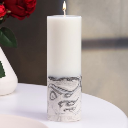 Candle-cylinder "Marble", 5x14 cm