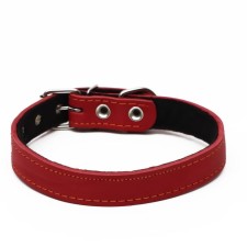 Leather collar on synthetic winterizer, 56 x 2.5 cm, Osh 35-45 cm, red