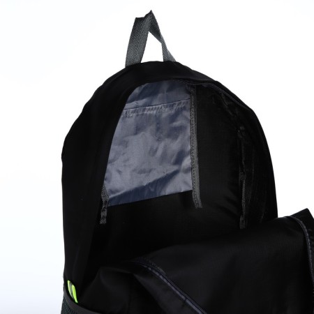 Folding backpack, lightning department, external pocket, 2 side pockets, black color-6