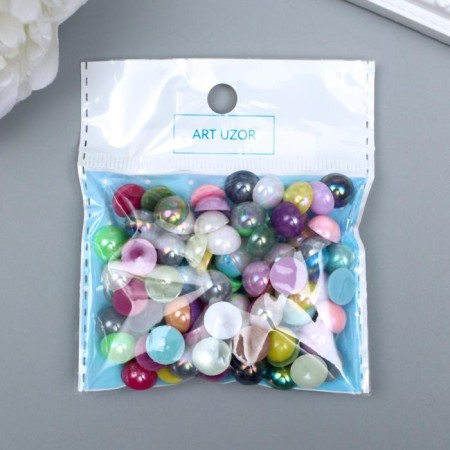 Decor for creativity Plastic "Half -Pester -Mesh Color mother pearl" set of 100 pcs 1x1x0.4 cm mix-2