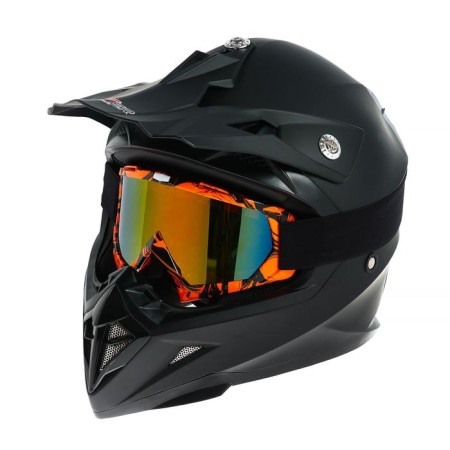 Glass-mask for motorcycle driving, blue-hameleon glass, orange-black color, OM-7-1