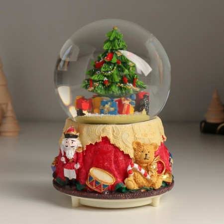 Souvenir Polystone Water Ball Light, Music, Snow Drigs "Christmas tree and Bear" 10.5x10.5x14 cm 1047343