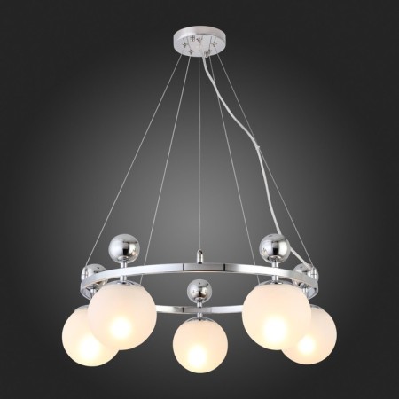 Suspended EVOLUCE lamp. Sle106103-05. Pechio. 5x60 watts, E27, 62x62x22 cm, chromium color-2