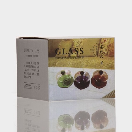 Glass Glass Pian for tea, 250 ml, with a stand and a lid-5