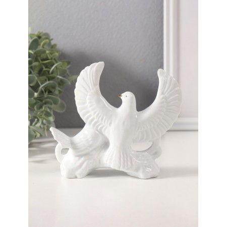 Souvenir ceramics "White pigeons on a flower branch" with gold 3.5x13.5x11 cm-3