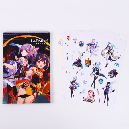 Creative Notepad "Lunar Lantern" Genshin "with stickers and translated tattoos, A4-1
