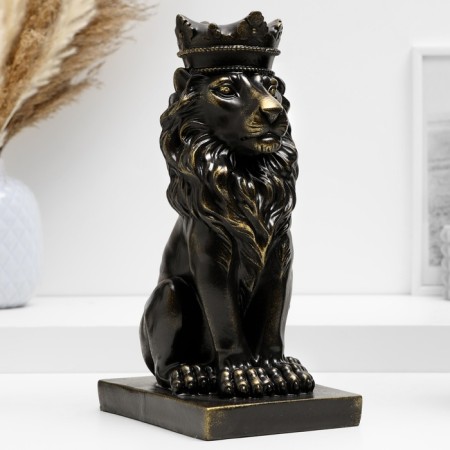 The piggy bank "Leo with the crown" black with gilding, 23cm