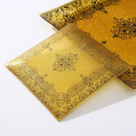 Table set, 7 items: 30 × 30 cm - 1 pc, 18 × 18 cm - 6 pcs, gold color with black-2