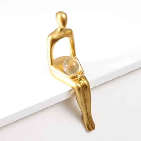 Souvenir Polystone "Girl with a ball" Gold 23x5.6x9 cm-1