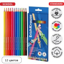 Карандаши 12 цветов ErichKrause Color Friends трехгранные, пластиковые с европодвесом